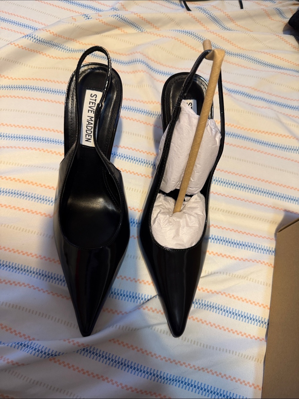 Steve Madden Black Patent Pointed Slingback Pumps
